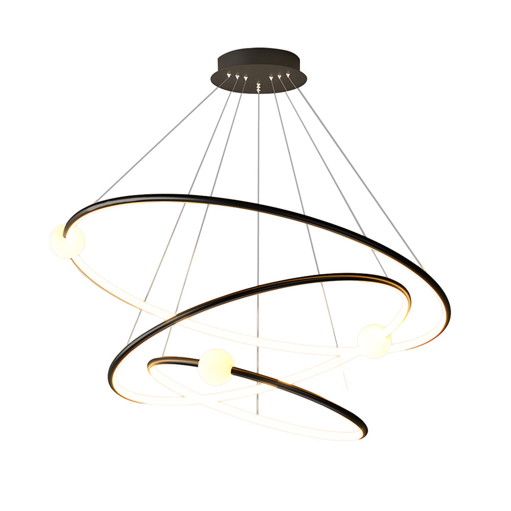 White Black Circular Pendant Lamp Dimmable Led Rings Chandelier