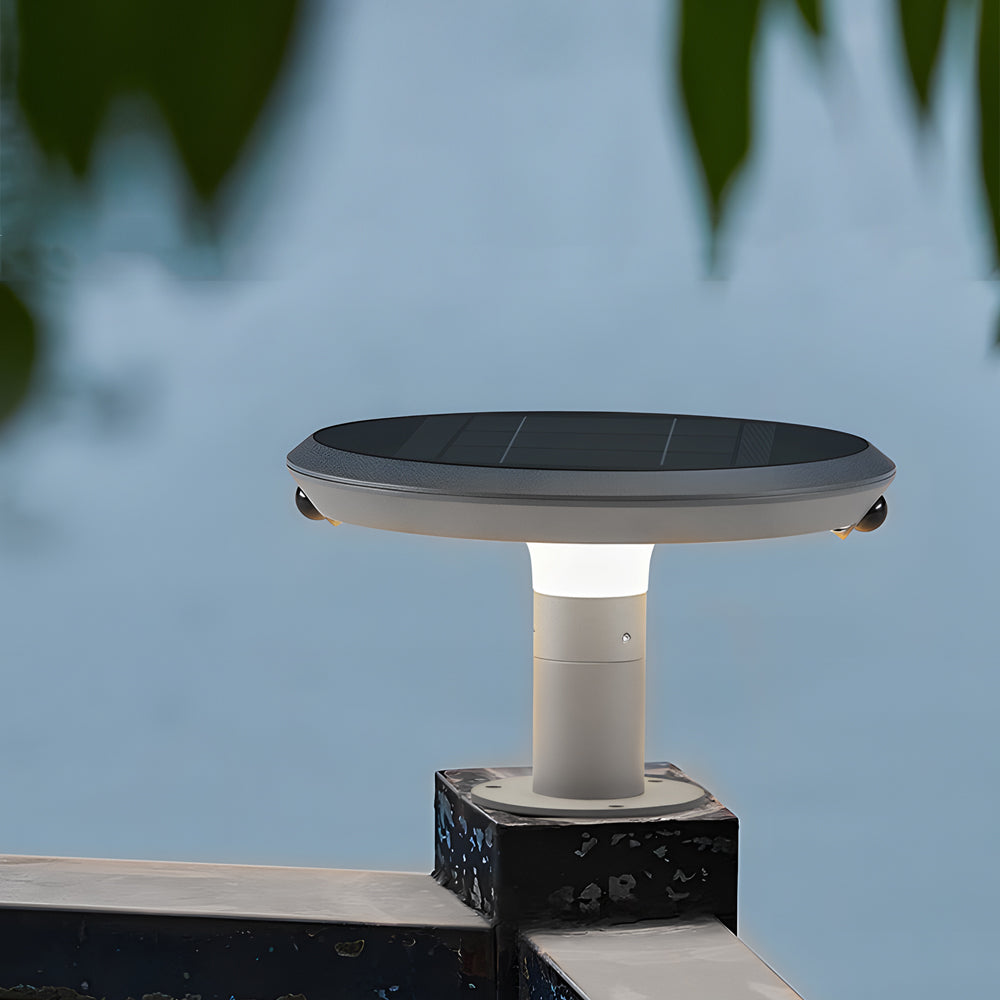 Simple Round Led Solar Led Post Light With Dual Motion Sensor