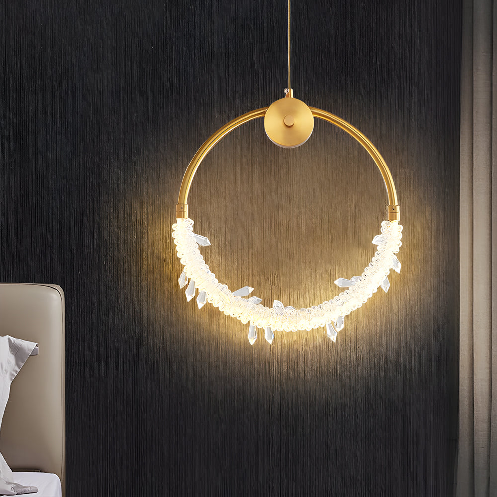 Dia 9 11 Ring Led Crystal Small Bedside Pendant Lights Hanging Lamp