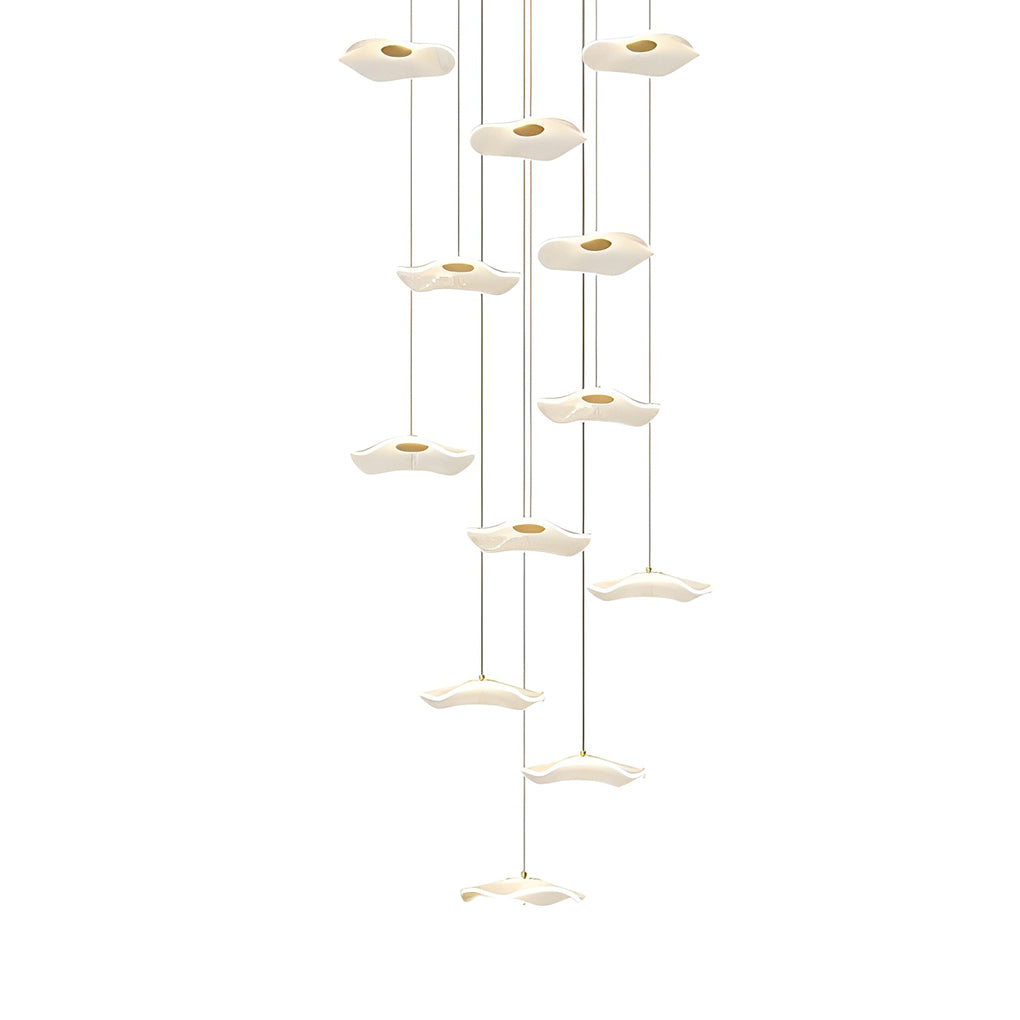 Lotus Leaves Led Staircase Chandelier Ha093921