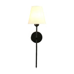 Modern 1 Light Black Gold Wall Sconce With White Linen Fabric Shade