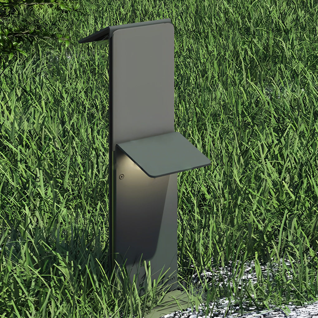 Solar Pathway Lights with Dual-Panel Downlighting in Gray Stainless Steel