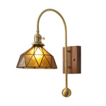 1 Head Vintage Brass Wall Light Glass Shade High Arm Wall Lamp
