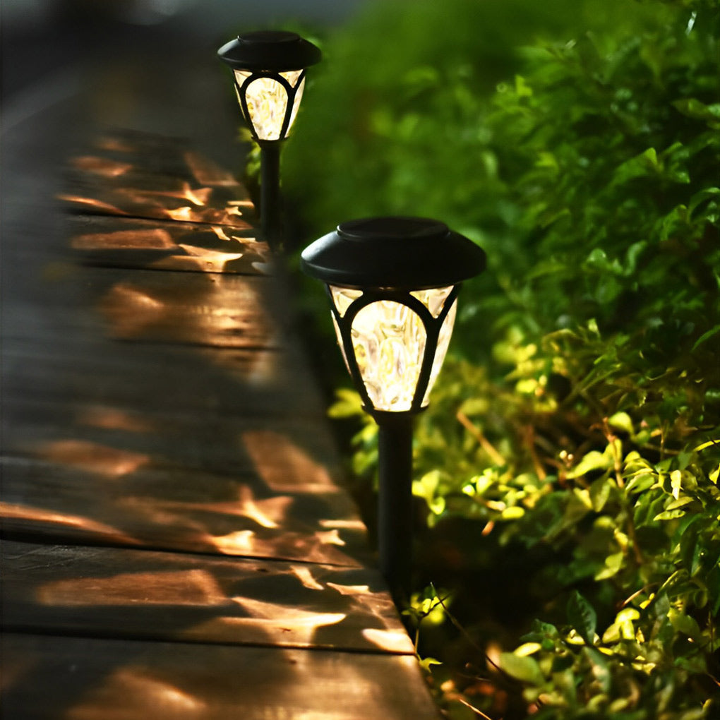 Modern Solar Path Lights Set of 2 with Frosted Glass Shades
