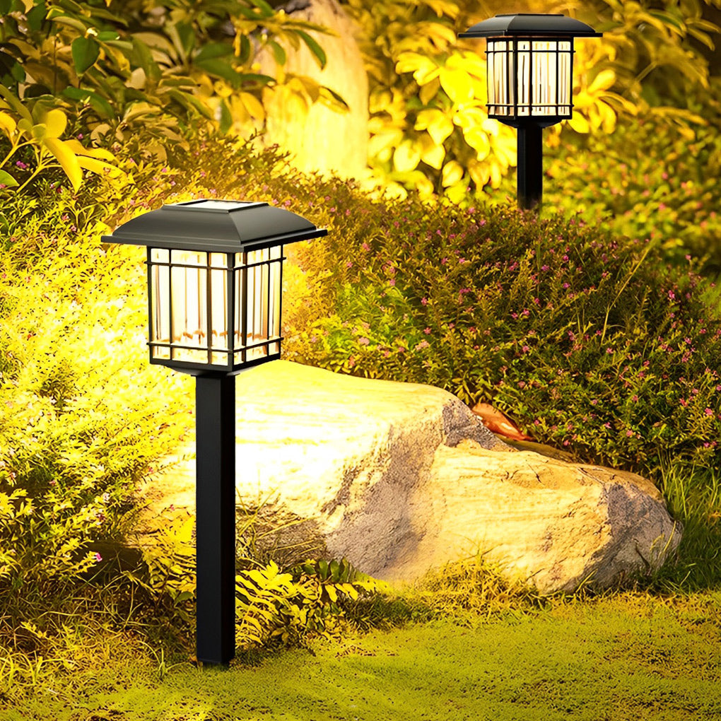 2Pcs Vintage Black Solar Lawn Lights Ha083002