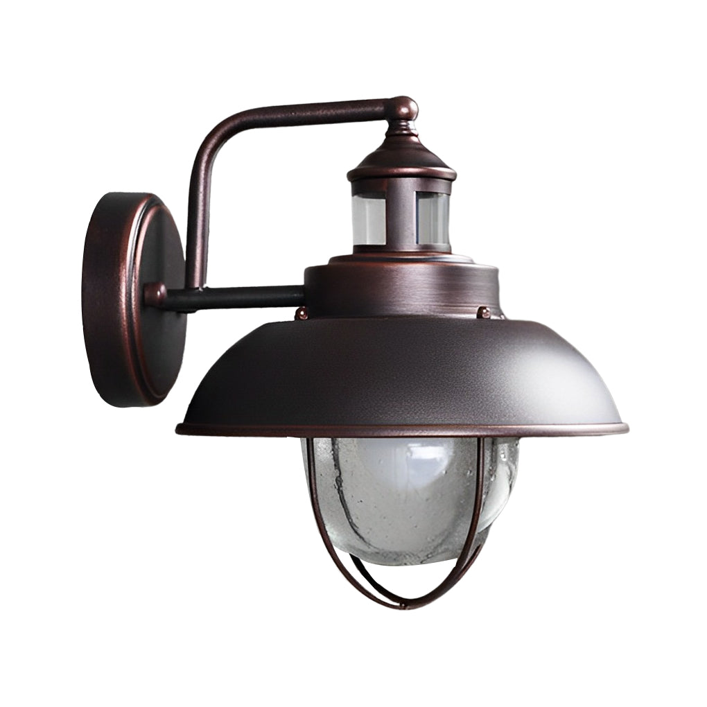 Nautical Black 1 Light Metal Cage Seeded Glass Outdoor Wall Light