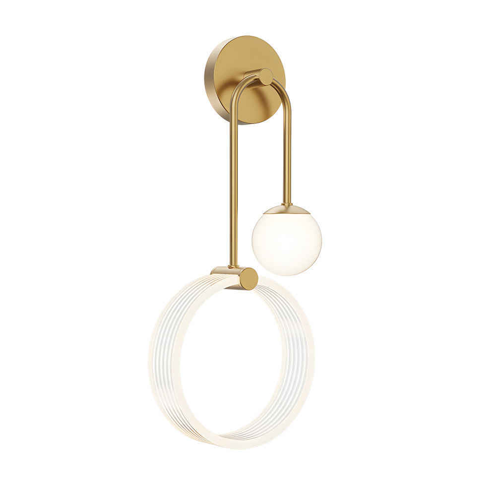 Modern 2 Light Led Wall Sconces With Acrylic Ring And Frosted Globe