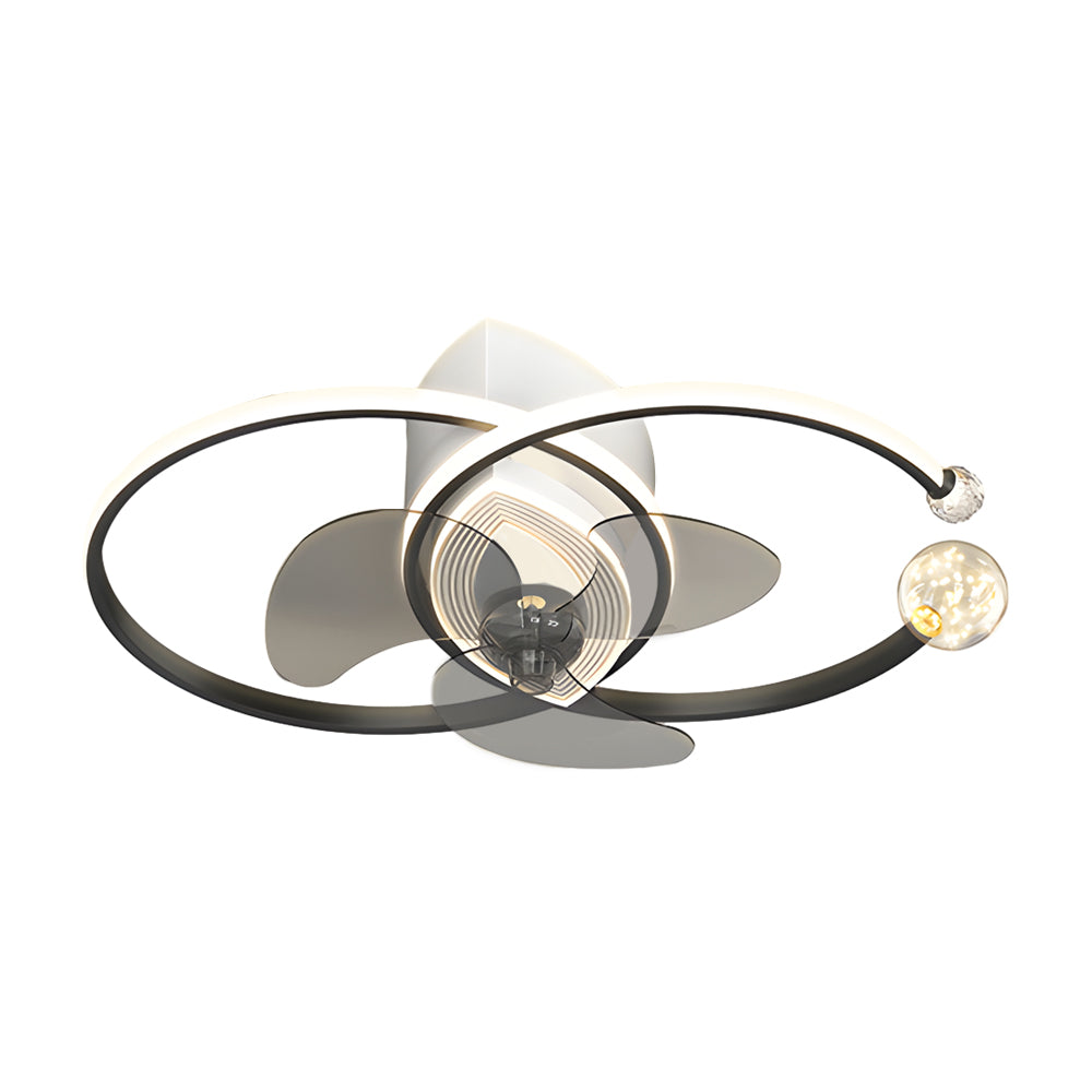 2 Rings Simple Luxury 3 Step Dimming Modern Bedroom Ceiling Fan And Light