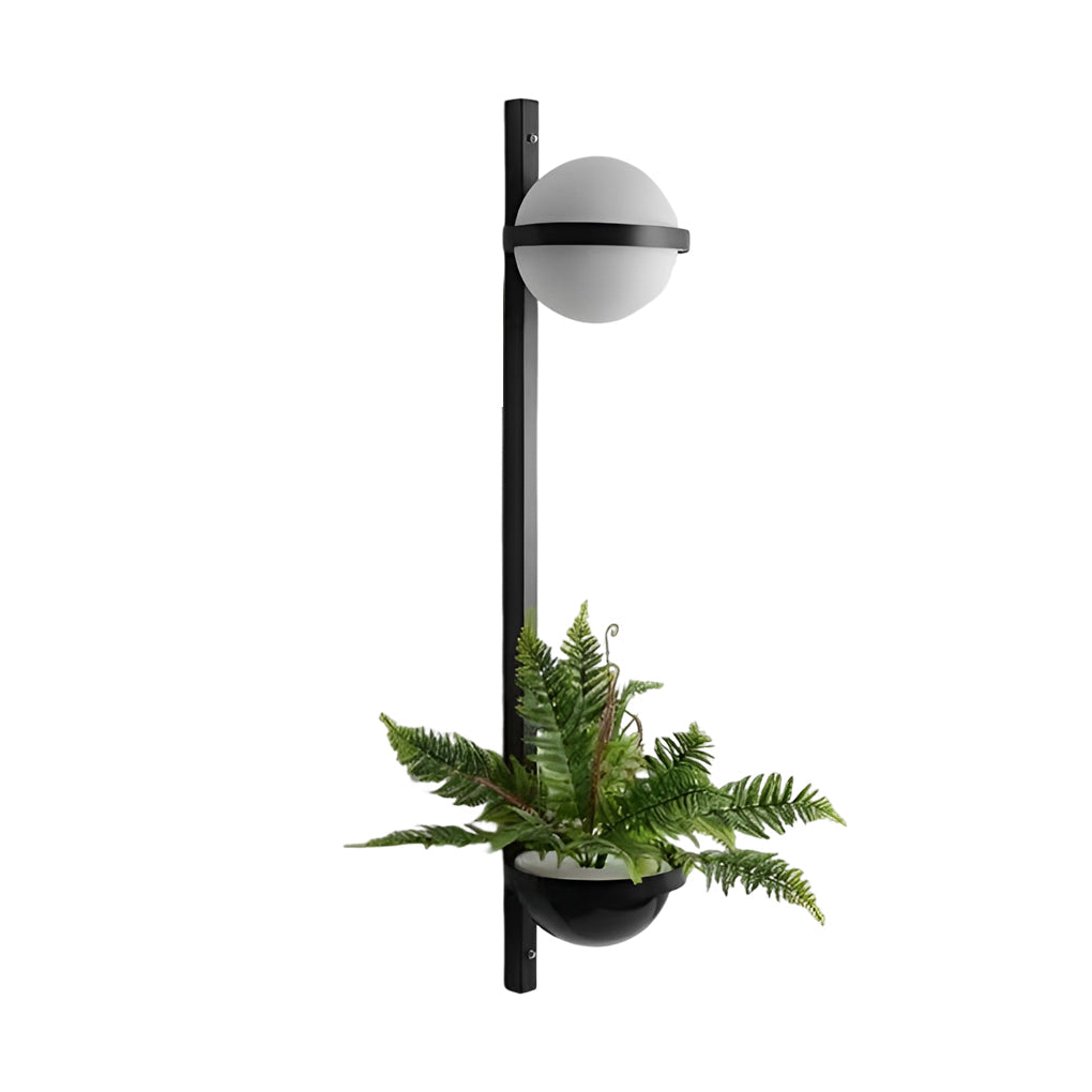 Modern Black Outdoor Wall Light with Flowerpot – LED Waterproof Sconce