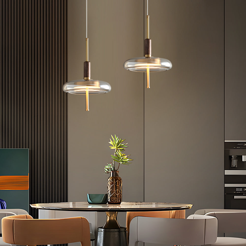Minimalist Luxury Glass Wood Brass 3 Step Dimming Nordic Pendant Lights Li002766