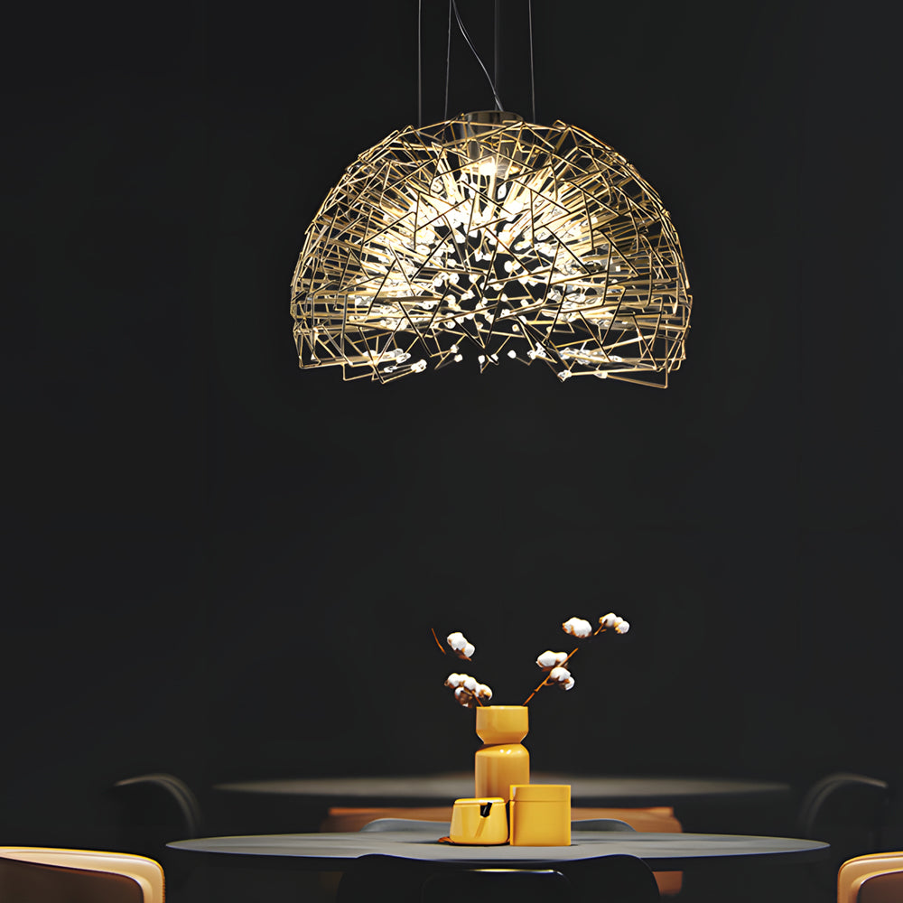 Metal Crystal Semicircular Sphere Stars Sparkle Post Modern Chandelier