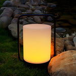Modern Black Portable Outdoor Table Lamp With White Cylinder Shade Usb Ip65