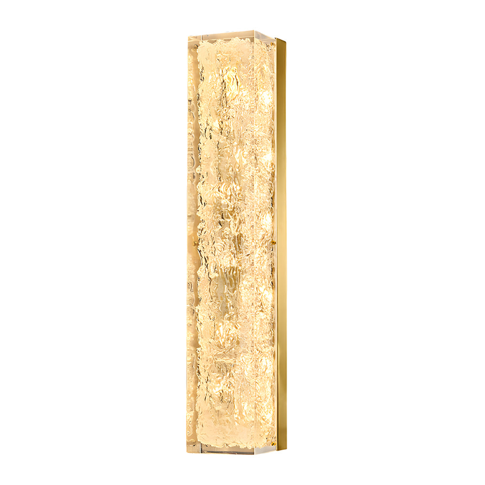 Modern Brass 1 Light Led Wall Sconces Rectangle Wall Light In Ice Resin