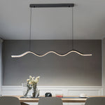 1 Light Black Wave Linear Led Pendant Light