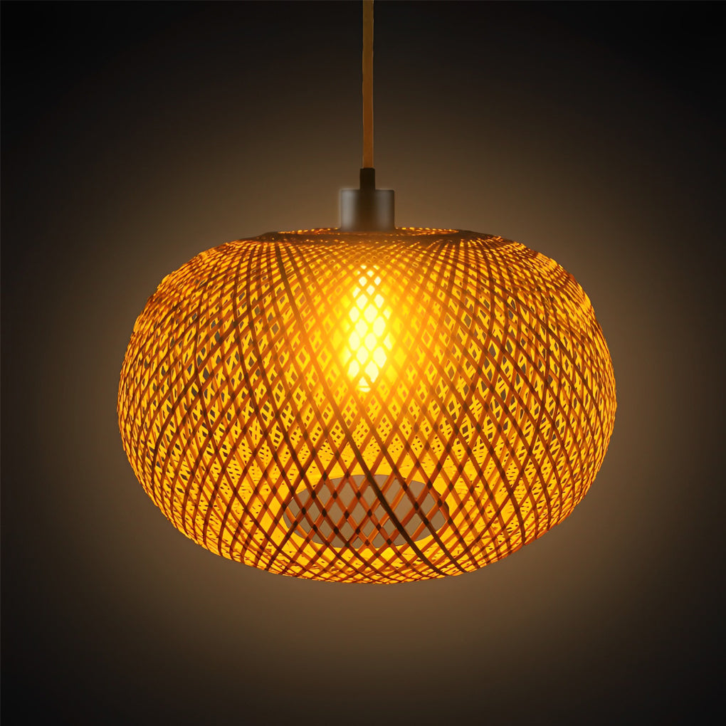 Handwoven Bamboo Rattan Pendant Light – Modern Natural Chandelier for Dining & Living Spaces