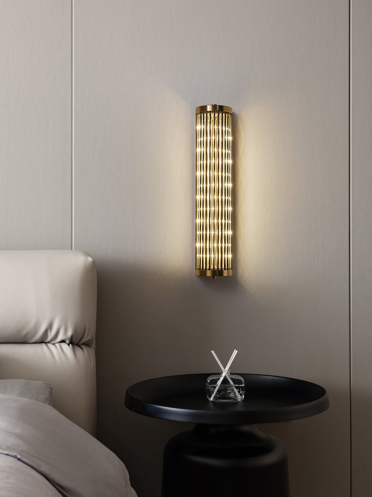 Luma Column LED Wall Sconce in Brushed Gold and Clear Glass
