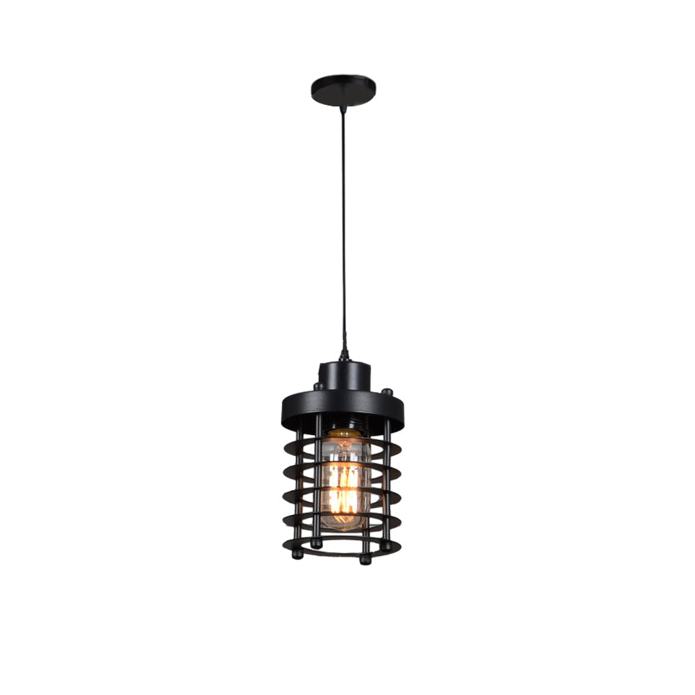 1 Light Aged Metallic Cage Kitchen Pendant Lighting Hanging Lamp