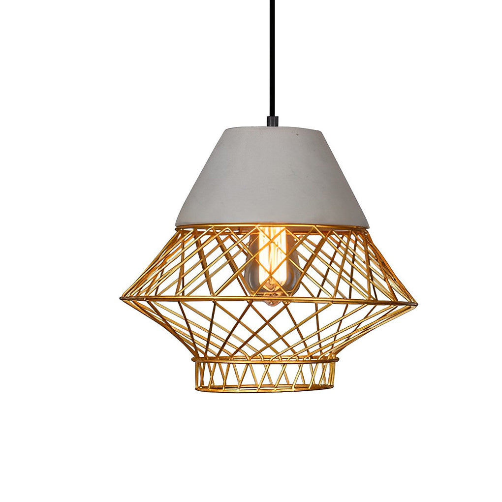 Cement Iron Cage Retro Pendant Light Li002289