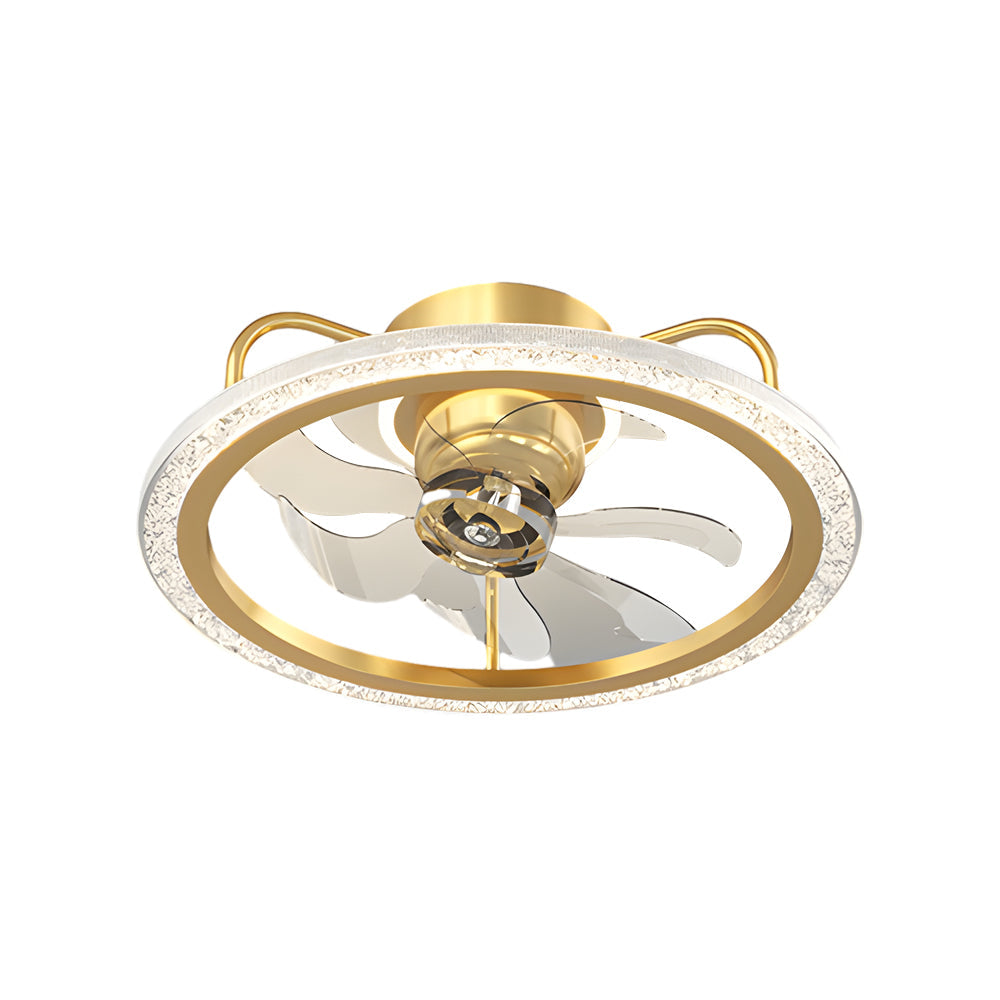 Creative 360 Shake Head Round 3 Step Dimming Modern Ceiling Fans With Light