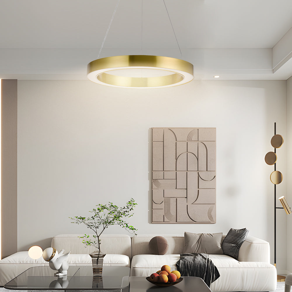 Gold Ring Pendant Light Modern Luxury Led Suspension