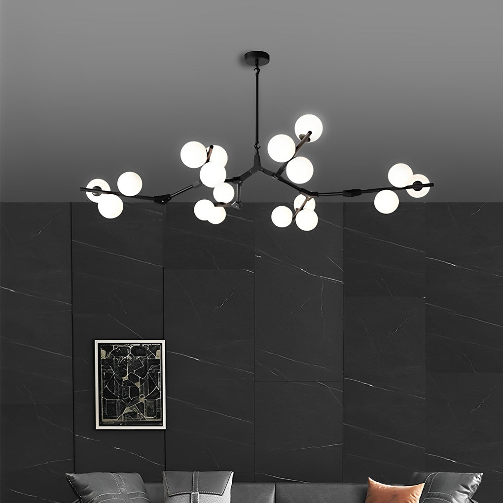 Nordic Style Modern Minimalist Cluster Metal Glass Chandelier Black Gold Fixture
