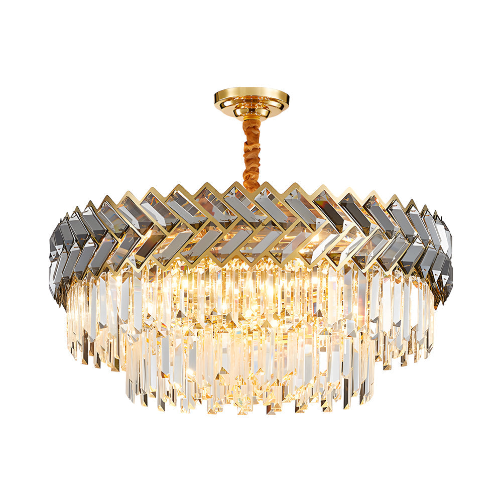 Modern Led Dimmable Dining Room Crystal Chandelier Round Rectangle