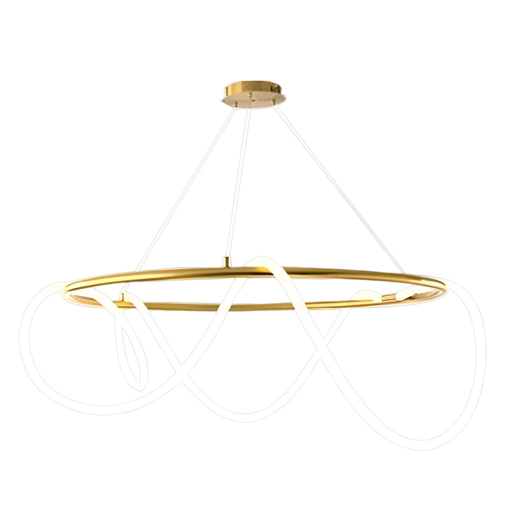 Modern LED Chandelier in Gold Finish with Flexible Metal Frame