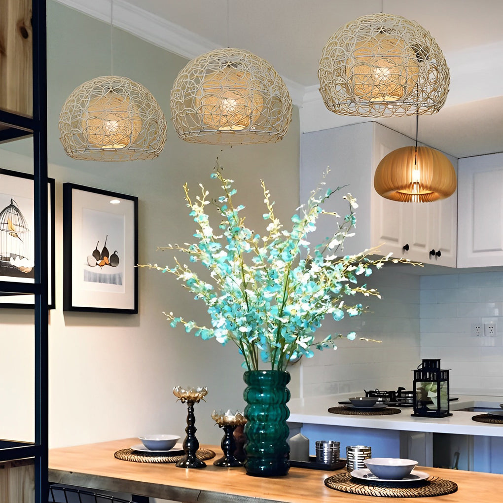 Round Rattan Pendant Light Li002321