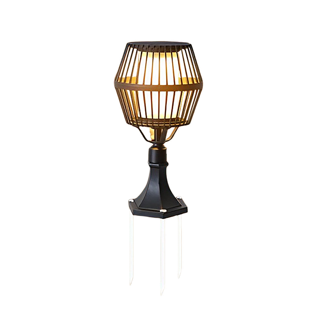 Matte Black Solar Caged Lantern for Modern Outdoor Spaces