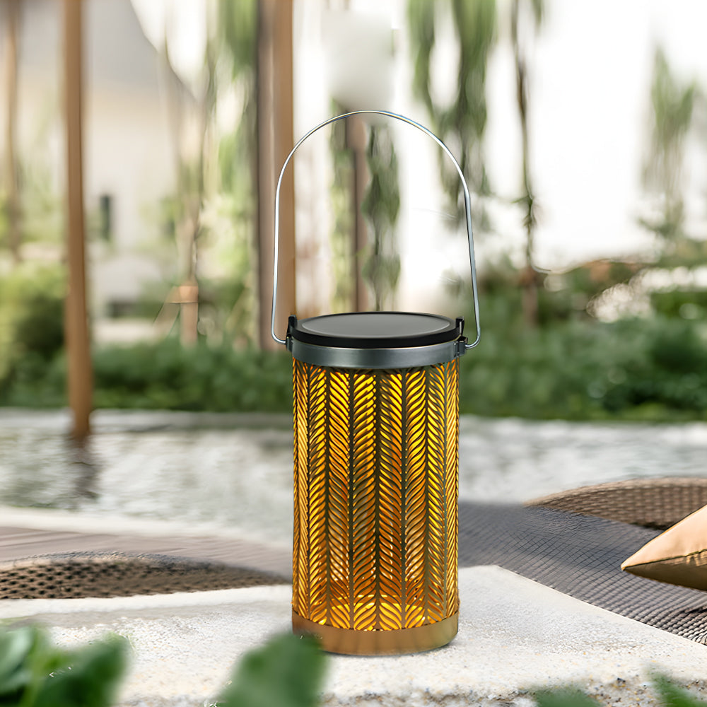 7 3 Inch H Metal Cutout Solar Portable Hanging Lantern