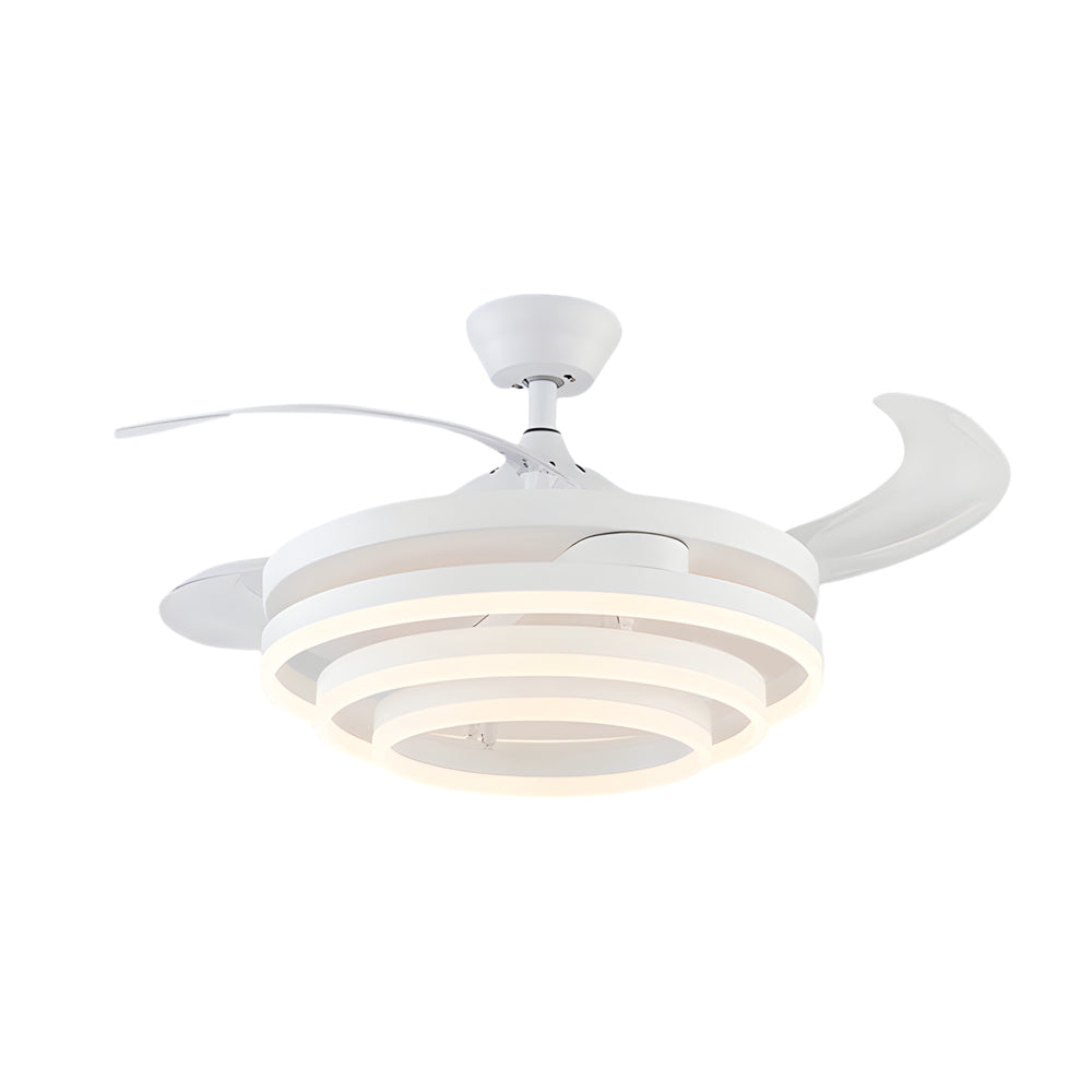 Modern 41 Retractable Ceiling Fan With Led Lights And Remote Control