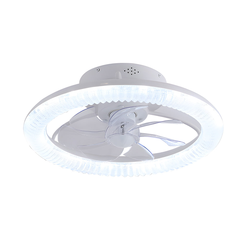 Round Dimmable With Remote Control Rgb White Modern Ceiling Fan And Light