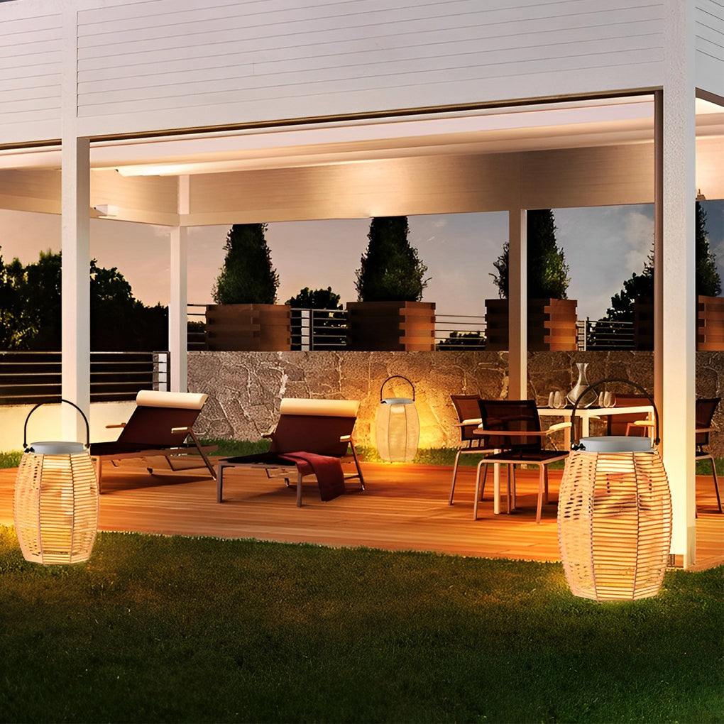 Portable Rattan Led Outdoor Lantern Ha083788