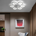 19 7 In 6 Speed White Flush Mount Flower Ceiling Fan Light