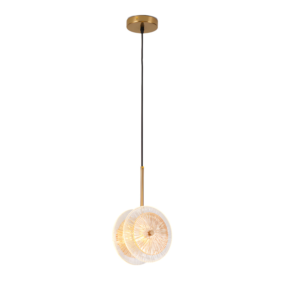 Modern Crystal Glass Disc Pendant Light With Led 1 Light Round Hanging Lamp