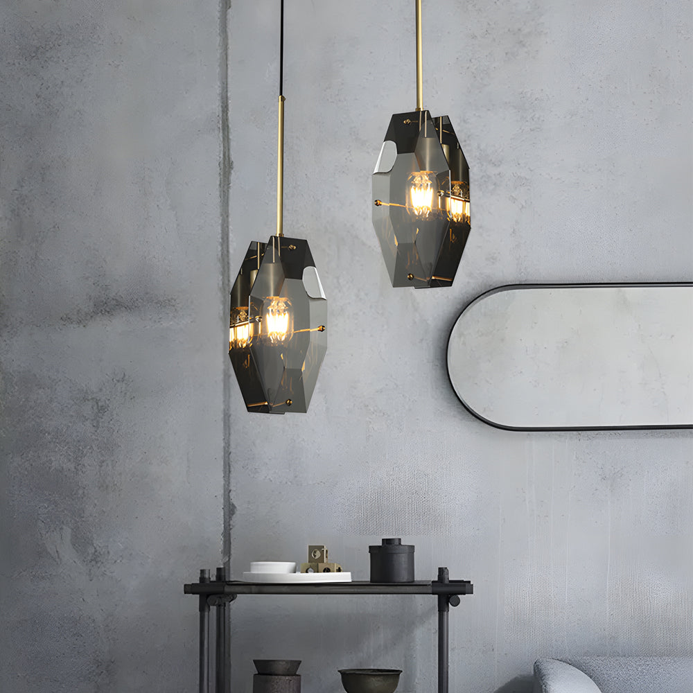 Copper Light Luxury Crystal Smoke Gray Post Modern Pendant Lights Fixture Li002770
