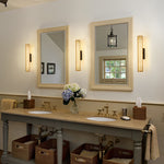Gold Perforated Cylindrical Bathroom Vanity Light Mesh Design