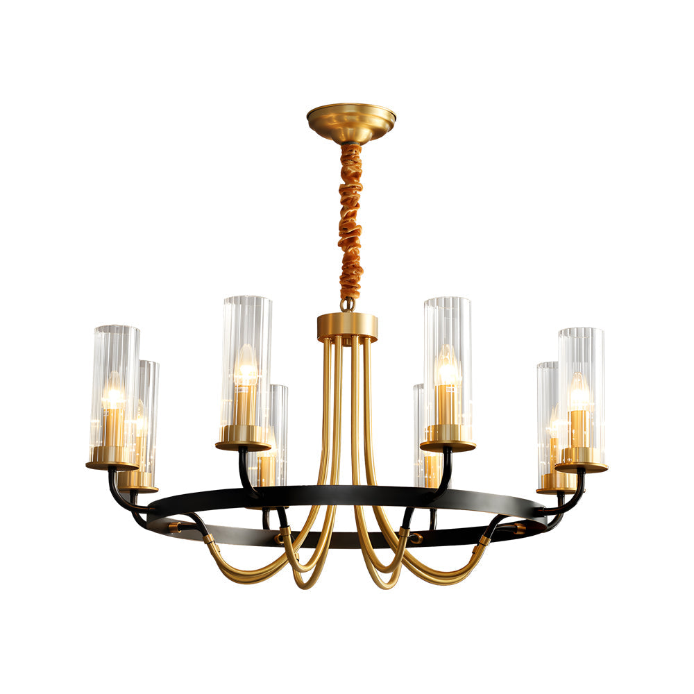 6 8 Light Candlelight Wagon Wheel Chandelier With Glass Shades