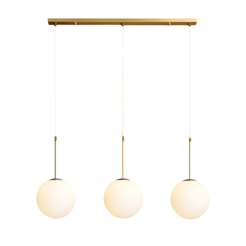 Modern 1 3 Light White Glass Globe Island Pendant Light In Gold Finish