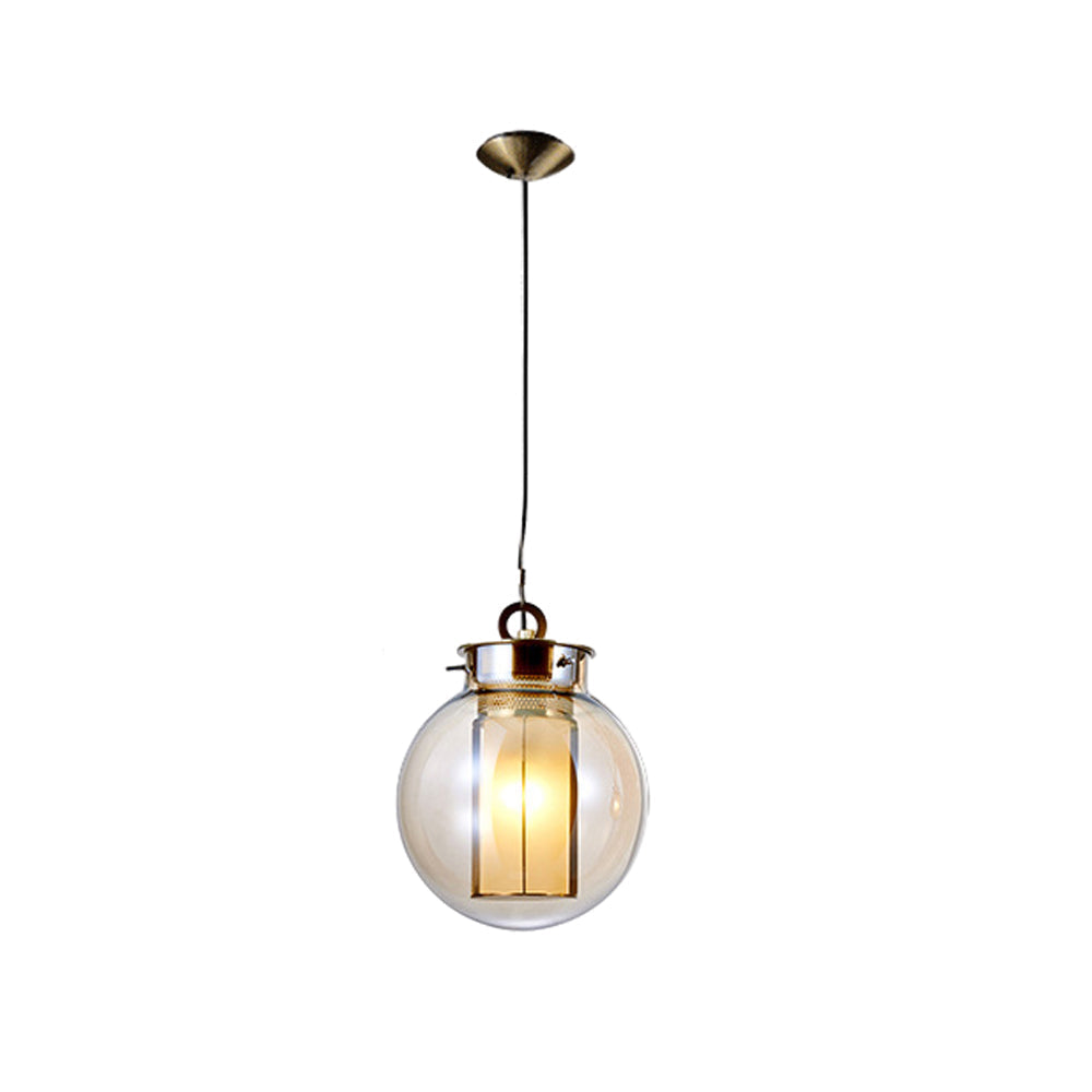1 Light Amber Glass Shade Post Modern Pendant Lights Hanging Lamp