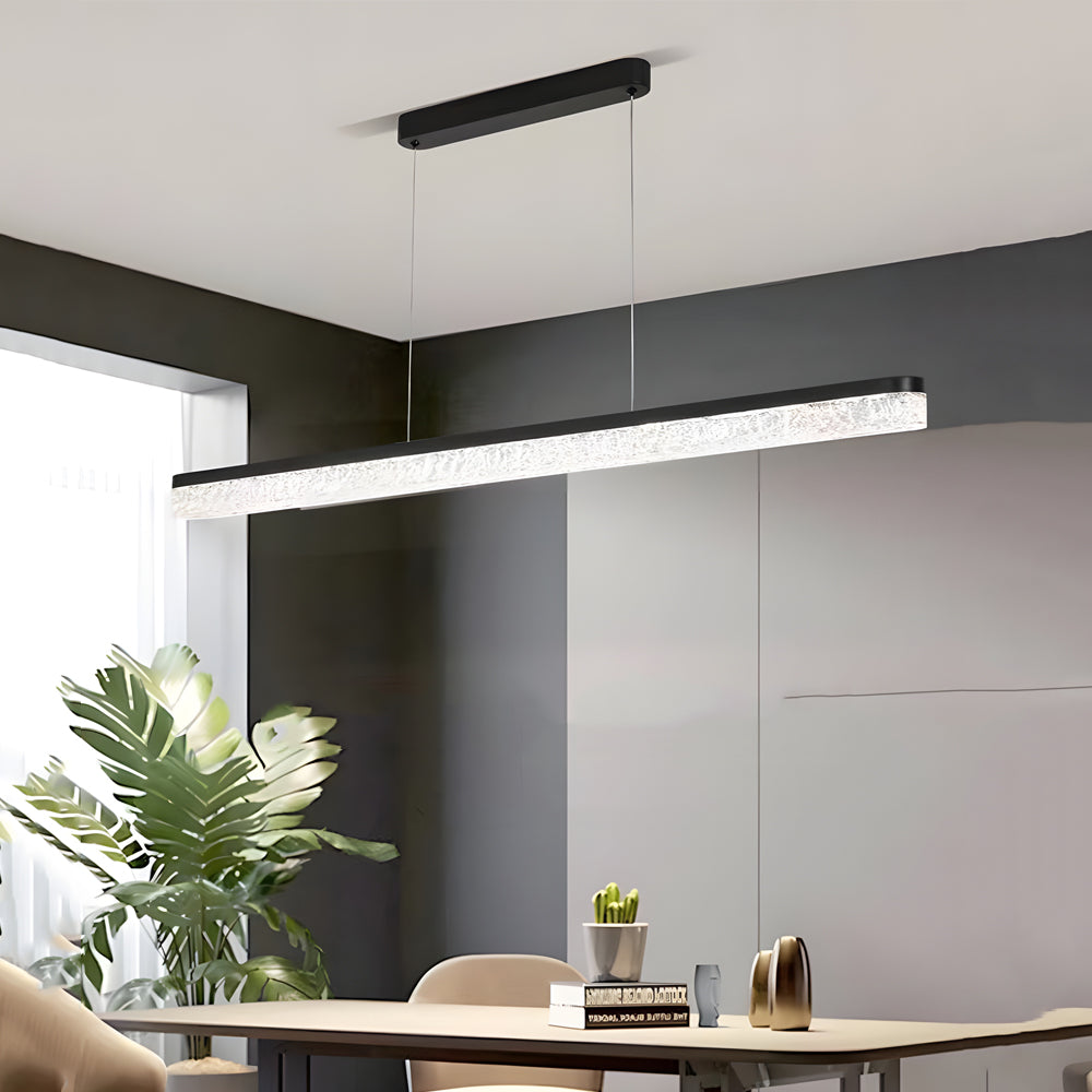 1 Light 47 24 In Island Light Dimmable Black Linear Pendant Light