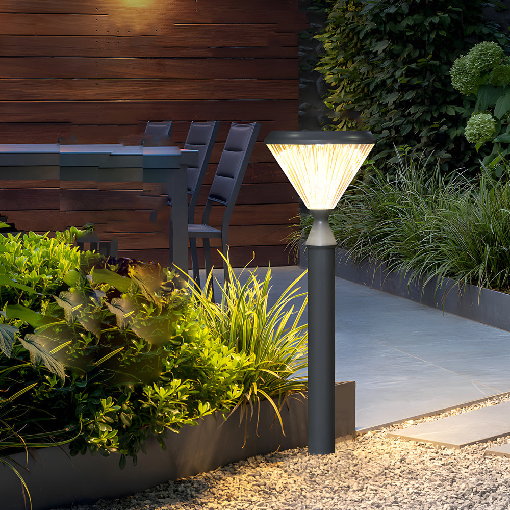 Black Solar Led Bollard Path Light For Garden