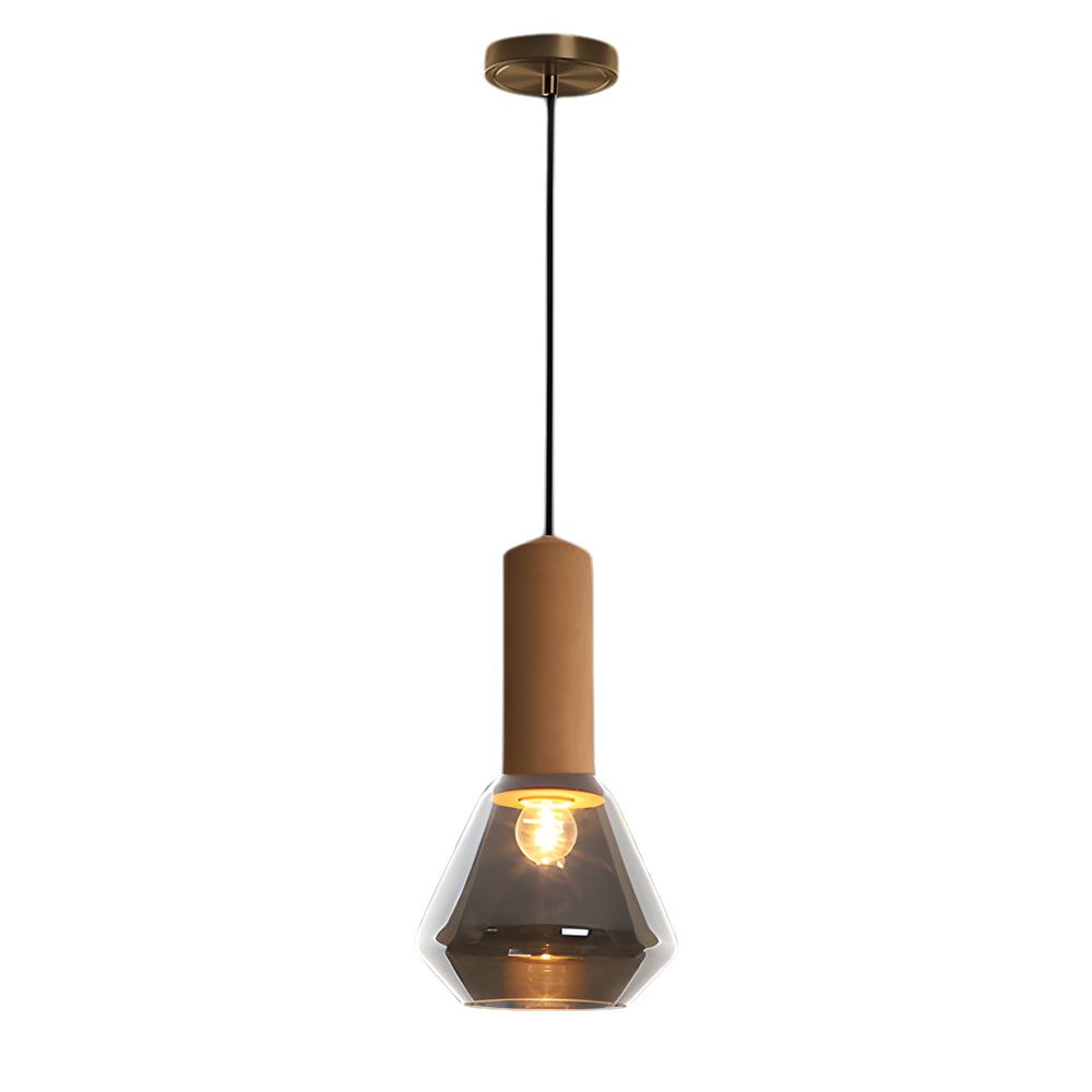 Luxury Copper Glass Jar 1 Light Wood Pendant Light Ceiling Hang Fixture Cork Diamond Glass Suspended Lights