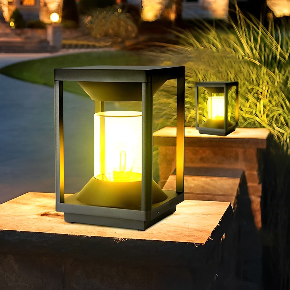 Square Minimalist Solar Fence Post Light Ha080736