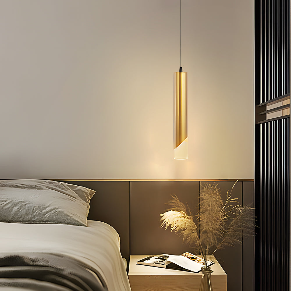 Hardware Slender Cylinder 3 Step Dimming Gold Modern Led Pendant Lights