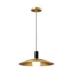 1 Light Mid Century Brass Flared Pendant Light With White Glass Shade