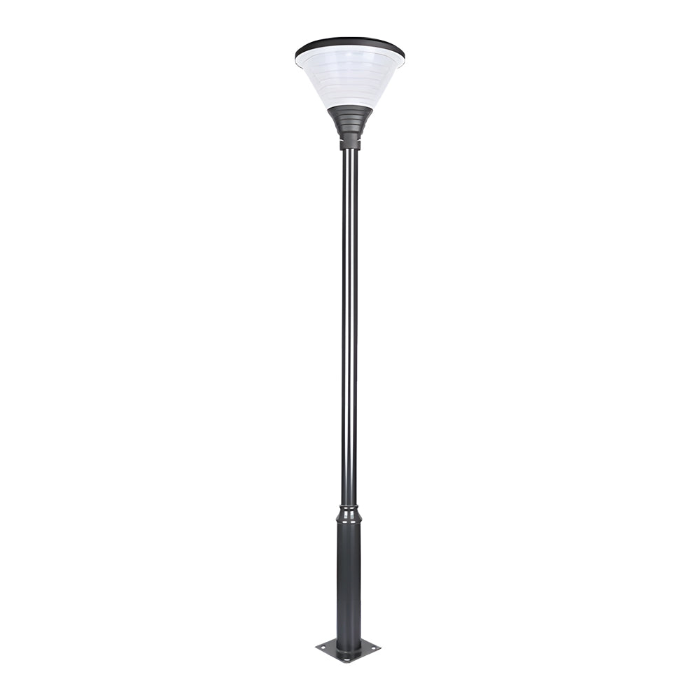1 Light Round Solar Led Outdoor Lamp Post In Black