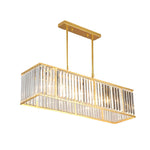 Long Rectangular Crystal 3 Step Dimming American Style Chandelier