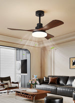 Nilo Ceiling Fan Light with LED, Modern Walnut Blades and Matte Black Finish