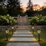 Modern Solar Path Lights Set of 2 with Frosted Glass Shades